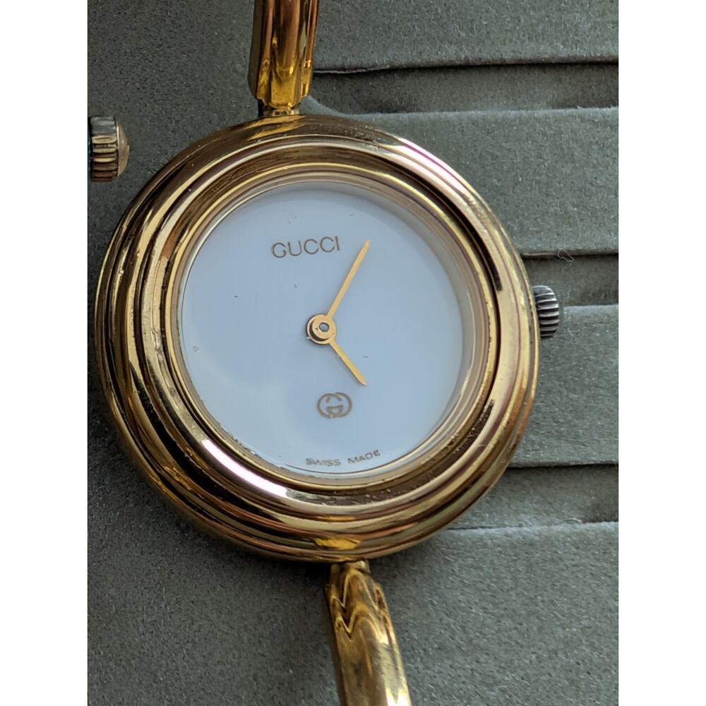 Gucci Vintage Interchangeable 23 Bezel Watch Set Lot of 2 Gold Tone Bangle Link - Picture 3 of 16